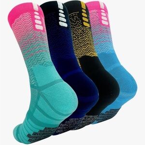 4-pack Athletic Crew Socks Performance Thick Cushioned Sport Compression Socks
